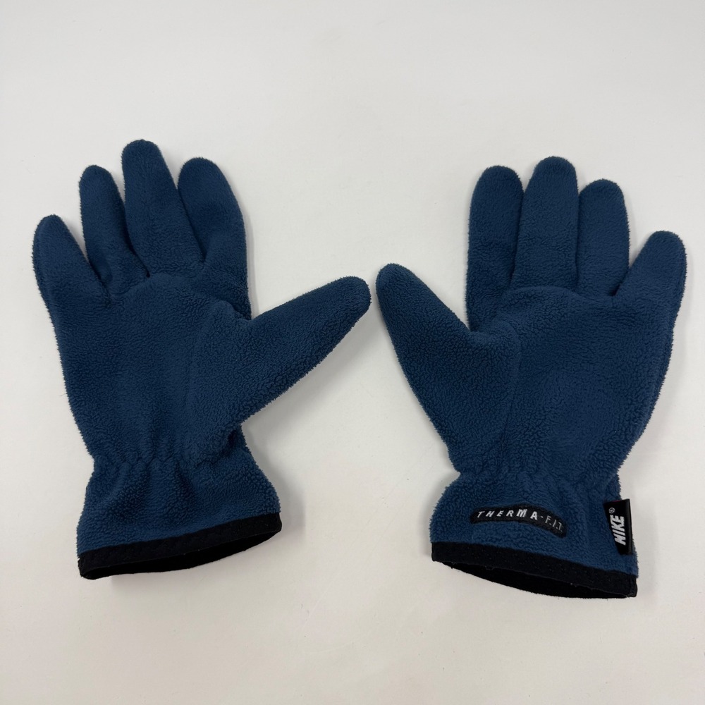 Vintage Nike Therma-FIT Mens Fleece Gloves Navy Blue Medium Winter Sportswear